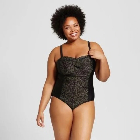 Ava & Viv Plus Size Twist Front Swimsuit 26W - Picture 2 of 4